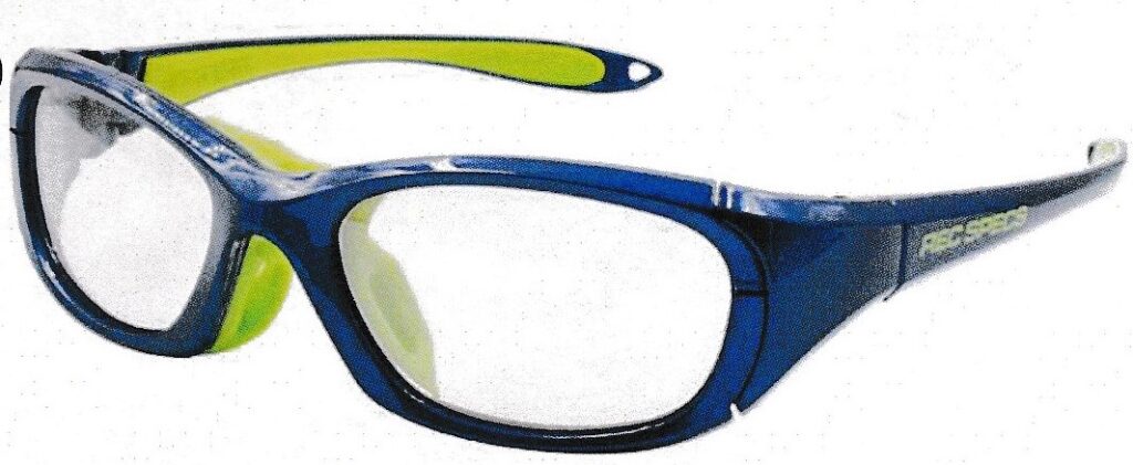 視力が悪い方のサッカーどきのゴーグルぽくないメガネタイプ型の眼鏡フレームです。