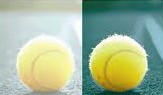 レンズのカラーによってテニスボールの見え方が違う