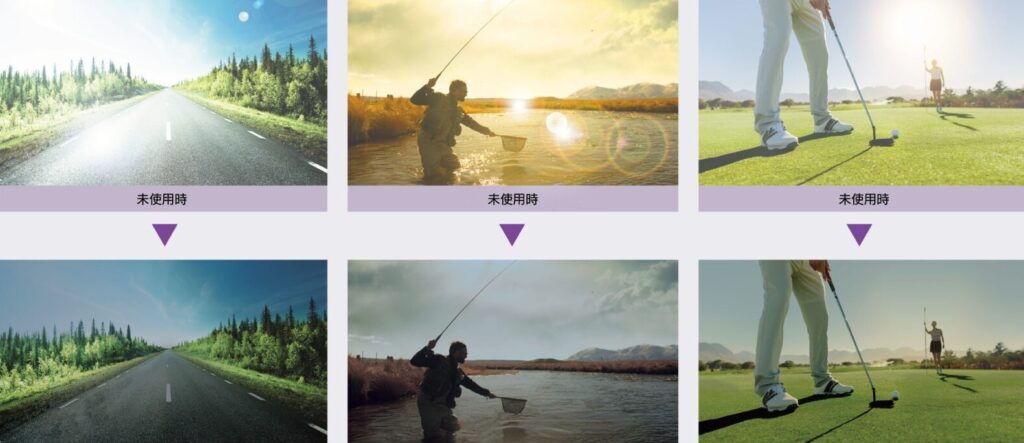 偏光レンズの見え方