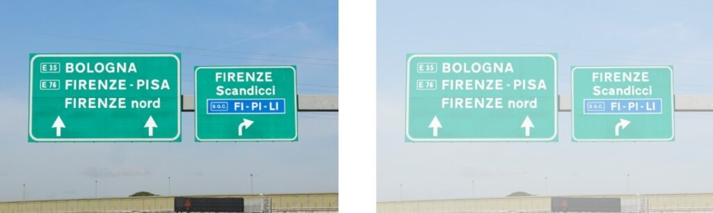 通常の見え方と白内障がある見え方