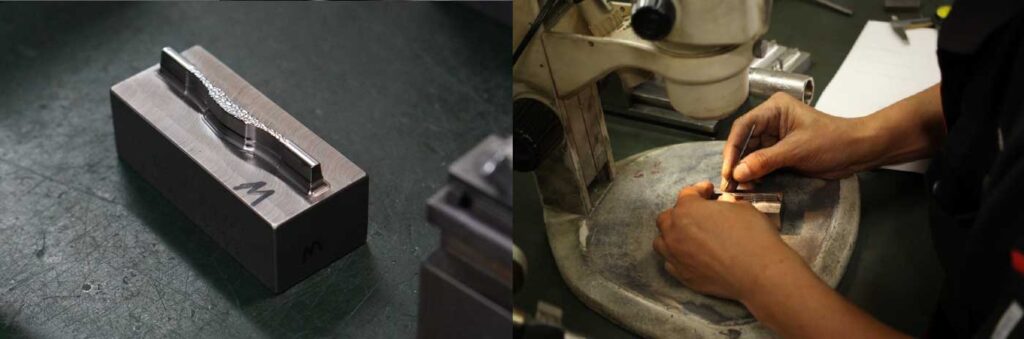 メガネフレームの製作にあたり手作業