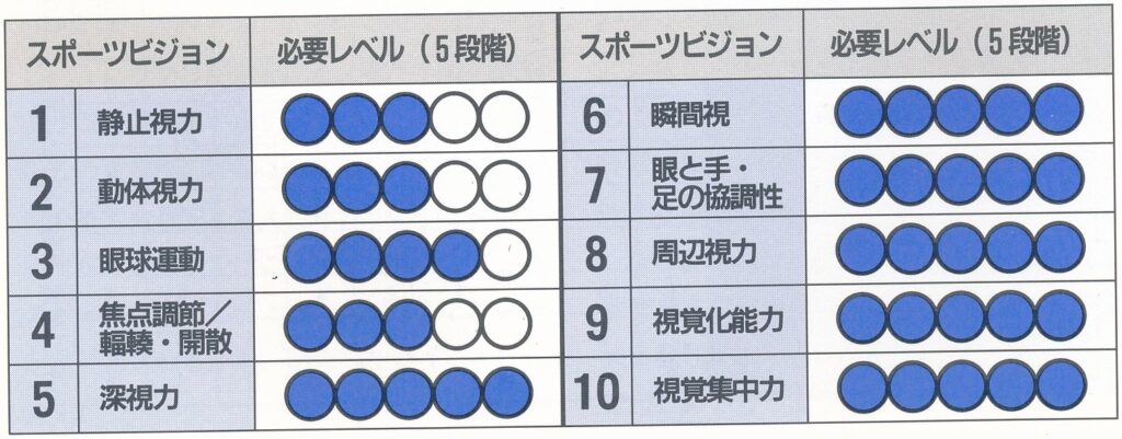 スポーツビジョン評価表